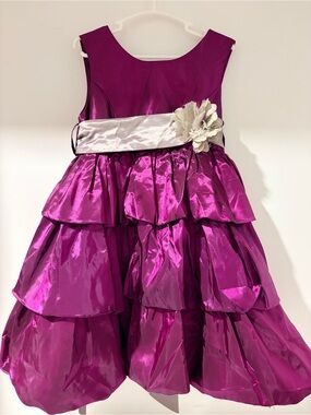 Girls Fuchsia Flower Girl Dress Size 4T-5T Wedding Birthday Party Dress 💜